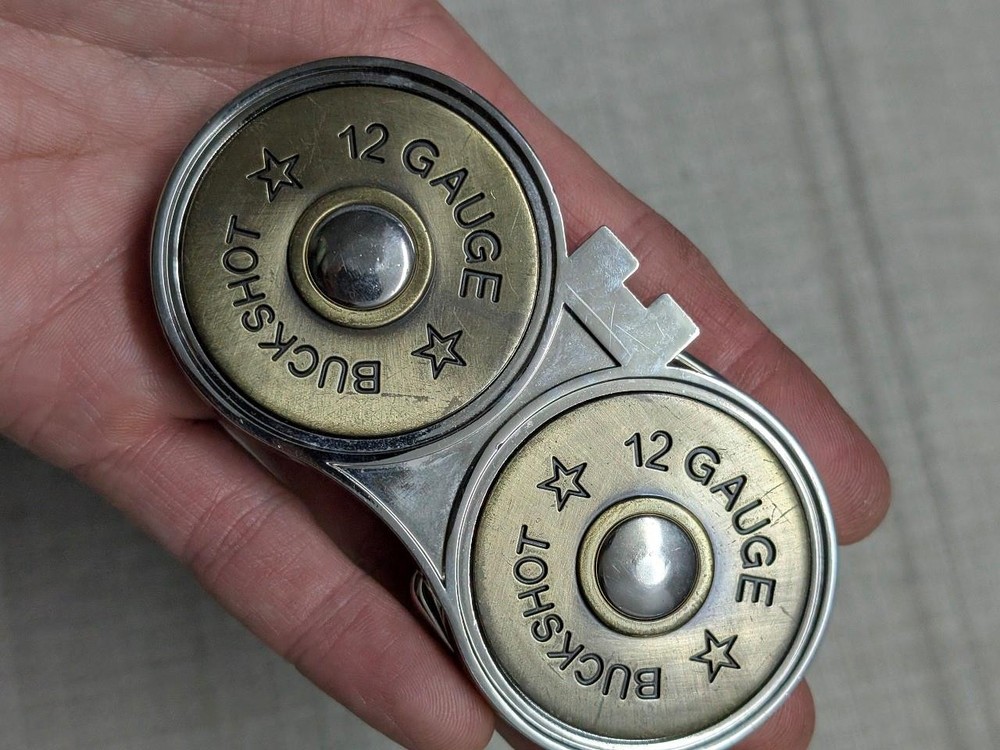 vintage SHOTGUN belt buckle 12 GUAGE buckshot GUN hunting shooting WESTERN
