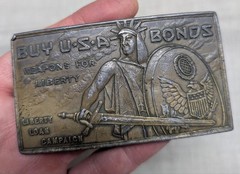1970s vintage USA BONDS heavy SOLID BRASS liberty loan WESTERN cowboy