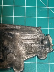 RED FIRE LADDER TRUCK SHAPED CUTOUT BELT BUCKLE BERGAMOT BRASS WORKS USA 1978