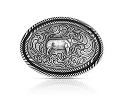 Montana Silversmiths Belt Buckle Show Hog Antiqued Oval Silver A1050S