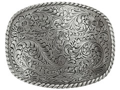Classic Vintage Western Cowboy Antiqued Silver Floral Belt Buckle 9×6.5cm Casual