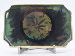 Hologram Pot Leaf Marijuana Solid Brass & Casting Resin Handmade Belt Buckle