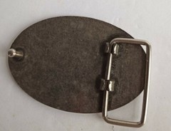 Cowboy Belt Buckle Gun Metal Silver Tone Western Black Enamel Pattern