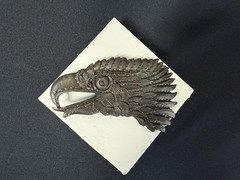 Vintage Indiana Metal Craft Bronze Eagle Head Belt Buckle Signed J R Gray