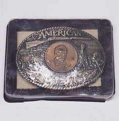 Vtg John Wayne American Belt Buckle Solid Brass Rainy Mtn Designs SEALED 1st Ed.