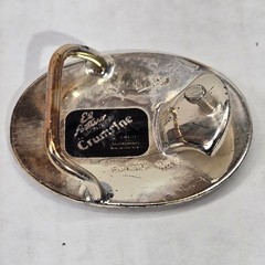 Vtg Crumrine El Arturo Bronze Western Belt Buckle Gold Floral Scroll Rope Edge