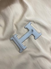 Silver H 40mm Belt Buckle 1.5` Logo Replacement Buckle Designer Style