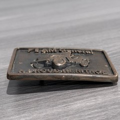 Vintage 1978 AM General Jeep Belt Buckle Solid Brass BTS Made in USA Heritage