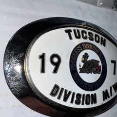 1978 Southern Pacific Tucson Division Railroad Safety Silver Belt Buckle
