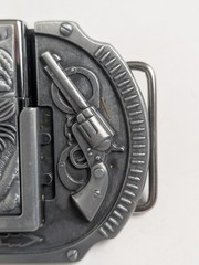 Zorro Brass Tiger Lighter Belt Buckle Western Revolvers Handcuffs New
