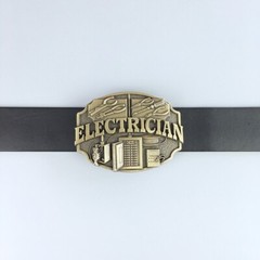 Vintage Bronze Electrician Trades Tradesman Belt Buckle Boucle de Ceinture