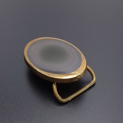 Vintage 1991 BTS Group Agate Stone Belt Buckle Brass Tone Oval Made in USA