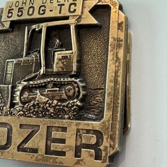 John Deere 550G TC Dozer Belt Buckle Vintage Brass Metal Bulldozer 1994