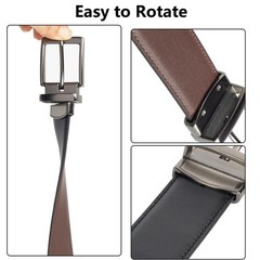 CaySep Reversible Leather Belt for Men Suit 34&Prime;-39&Prime; Waist, Coffee Black