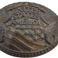 Vtg United States of America Belt Buckle 2 Eagles Bracketing Stars and Stripes