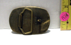 VINTAGE ADVERTISING ENERGY OIL, INC BRASS BELT BUCKLE A26 MADE IN USA