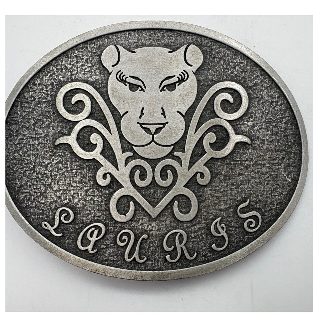 Paurss Lioness Belt Buckle Vintage Western Animal Motif Pewter Tone Metal