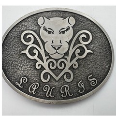 Paurss Lioness Belt Buckle Vintage Western Animal Motif Pewter Tone Metal