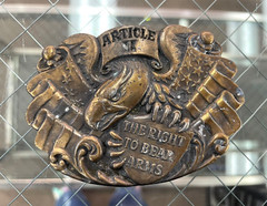 Lot Of 4 Vintage Buckles: Raintree 3D Big Horn Ram-Chambers Rodeo-2nd Amend-Semi
