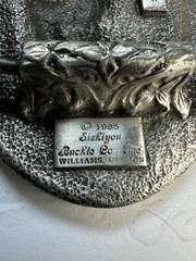 1985 VTG. SISKIYOU Belt Buckle Horse & Saddle Blue Background Excellent COND.