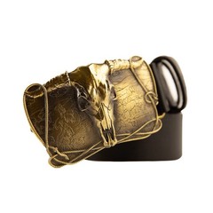 Cowboys Trophy brass buckle, Buffalo Skull, Texas Longhorn Cattle Skull, Ranch