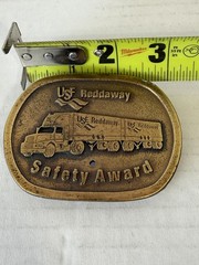 Vintage Belt Buckle, Brass, Reddaway Truck Line, Trucking, Semi Safety Award