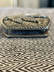 Vintage Lucien Pellet-Finet Gunmetal Leaf Belt Buckle – 2.75”x2.5”