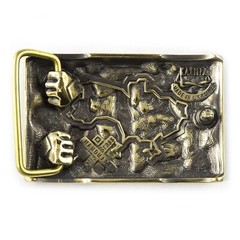 Brass belt buckle Guardians, Military, Cossack and Lion, Ukrainian belt buckle
