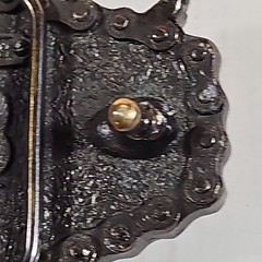 VTG 1983 Great American Buckle Co. Chicago Belt Buckle Enamel Eagle Biker Chain.