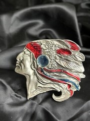 Vintage Chief Belt Buckle By The Great American Buckle Company Chicago 3&Prime;x3&Prime;