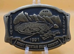 Vintage Rocky Mountain Brake Supply (RMB) Belt Buckle Casper & Elko Solid Brass