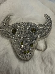 New Belt Buckle Western style Cowboy Green Eye Studded Bull Rodeo