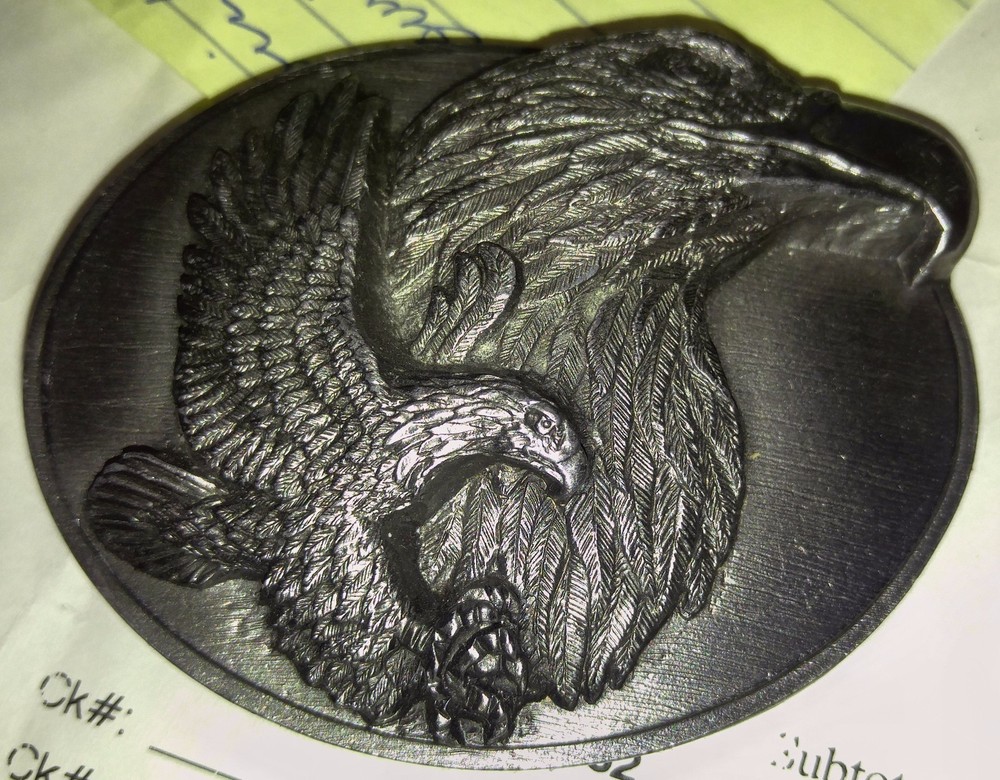 NH07102 VINTAGE 1990 **AMERICAN BALD EAGLE** PEWTER SISKIYOU BELT BUCKLE