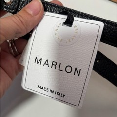 MARLON black Made In Italy Leather Buckle Belt sz L nwt