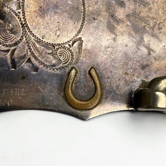 14K Gold Chet Vogt Maker Mexico Sterling Silver Longhorn Steer Belt Buckle