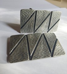 Zig Zag Belt Buckle Rectangular Modern Industrial Masculine Metal