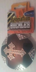 Revelation Hardware Chrome Bejeweled Cross Star Belt Buckle Christian 2.5&Prime; NEW!