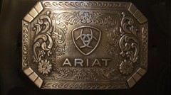 Ariat® Western Belt Buckle Logo Floral Silver A37018
