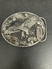 SISKIYOU A2 1995 Flying Eagle and Eagle Feathers Pewter Belt Buckle (O07)