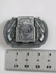 Zorro Brass Tiger Lighter Belt Buckle Western Revolvers Handcuffs New