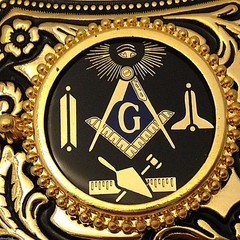 Masonic Symbols Belt Buckle Western Style Black and Gold