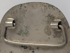 Vintage Mexico Alpaca Silver Mosaic Inlay Oval Belt Buckle Western Boho Unisex
