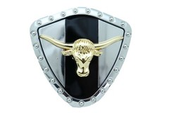 Men Silver Metal Western Belt Buckle Texas Lone Horn Cow Bull Big Size Shield TX