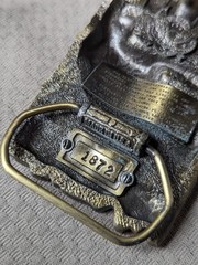 vintage USA made ELEPHANT belt buckle 1980s enamal BRASS animal AFRICAN cowboy