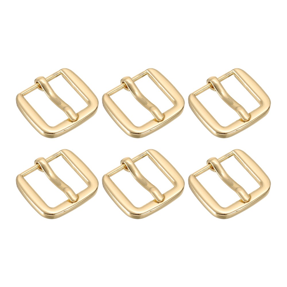 Metal Roller Buckle, 6Pcs 0.75&Prime; Square Single Prong Belt Buckle, Light Gold