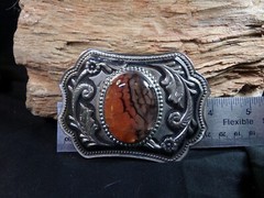 Belt Buckle Silver-tone & Black, with I believe is a Huge Dragon Agate Stone
