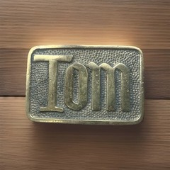 Vintage SOLID BRASS Belt Buckle Name Tom Thomas Tommy Made In USA