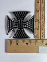 Vintage Y2K Maltese Iron Celtic Cross Belt Buckle Black Silver Goth Gothic Biker