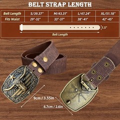 GRAERRY Western Cowboy L – Fit Waist Size 38&Prime;-41&Prime;, Bronze Bull/Brown Belt