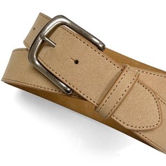 Men&rsquo;s Belt Rounded Edge Heel Bar Buckle Casual Jean Suede Leather 36, Taupe